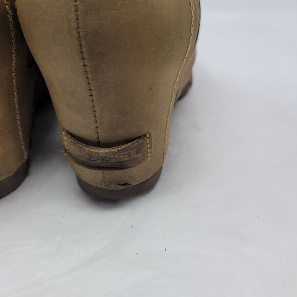 Sorel Womens Leather Lea Wedge‎ Booties Elk Curry Sz 9.5 Mad Max Apocalyptic Tan - Picture 12 of 14